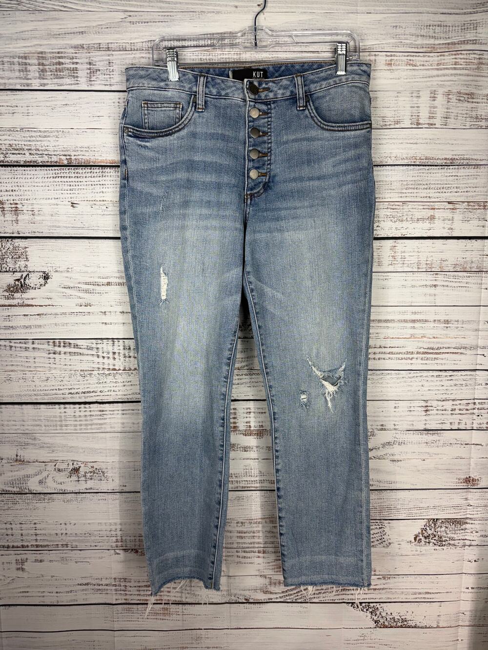 Kut from the Kloth Reese High Rise Fab Ab Ankle Straight Leg Jeans 8 Stretch
